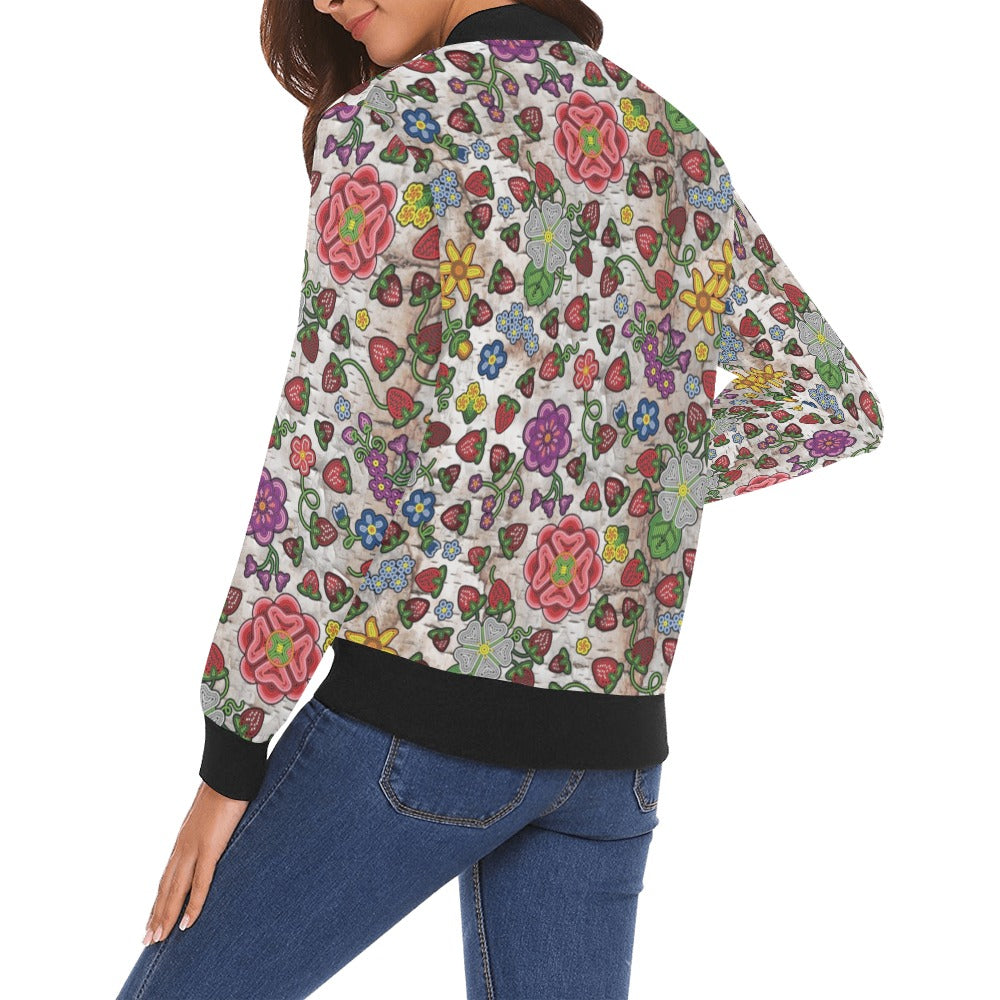 Berry Pop Br Bark All Over Print Bomber Jacket for Women