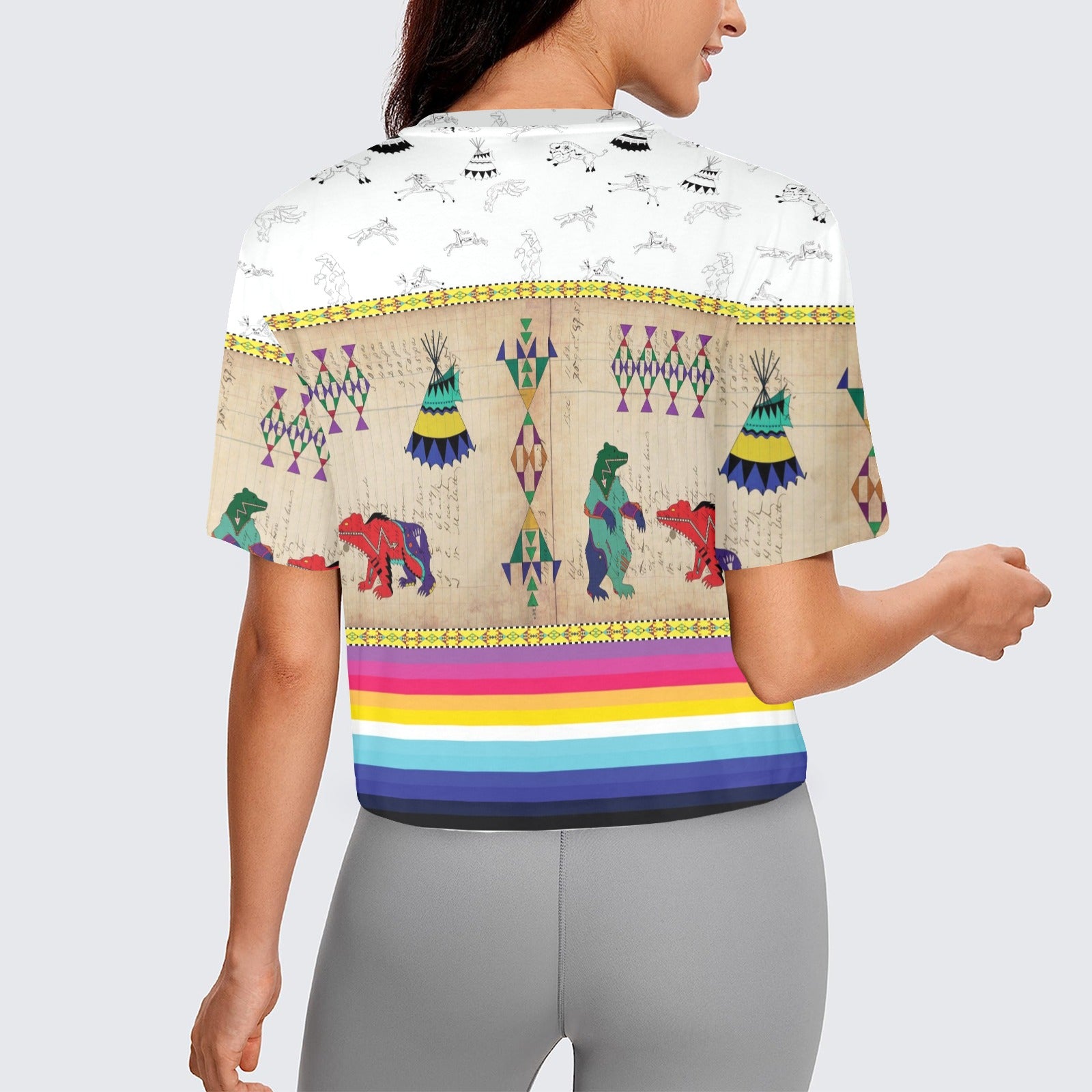 Bear Ledger White Clay Women's Cropped T-shirt