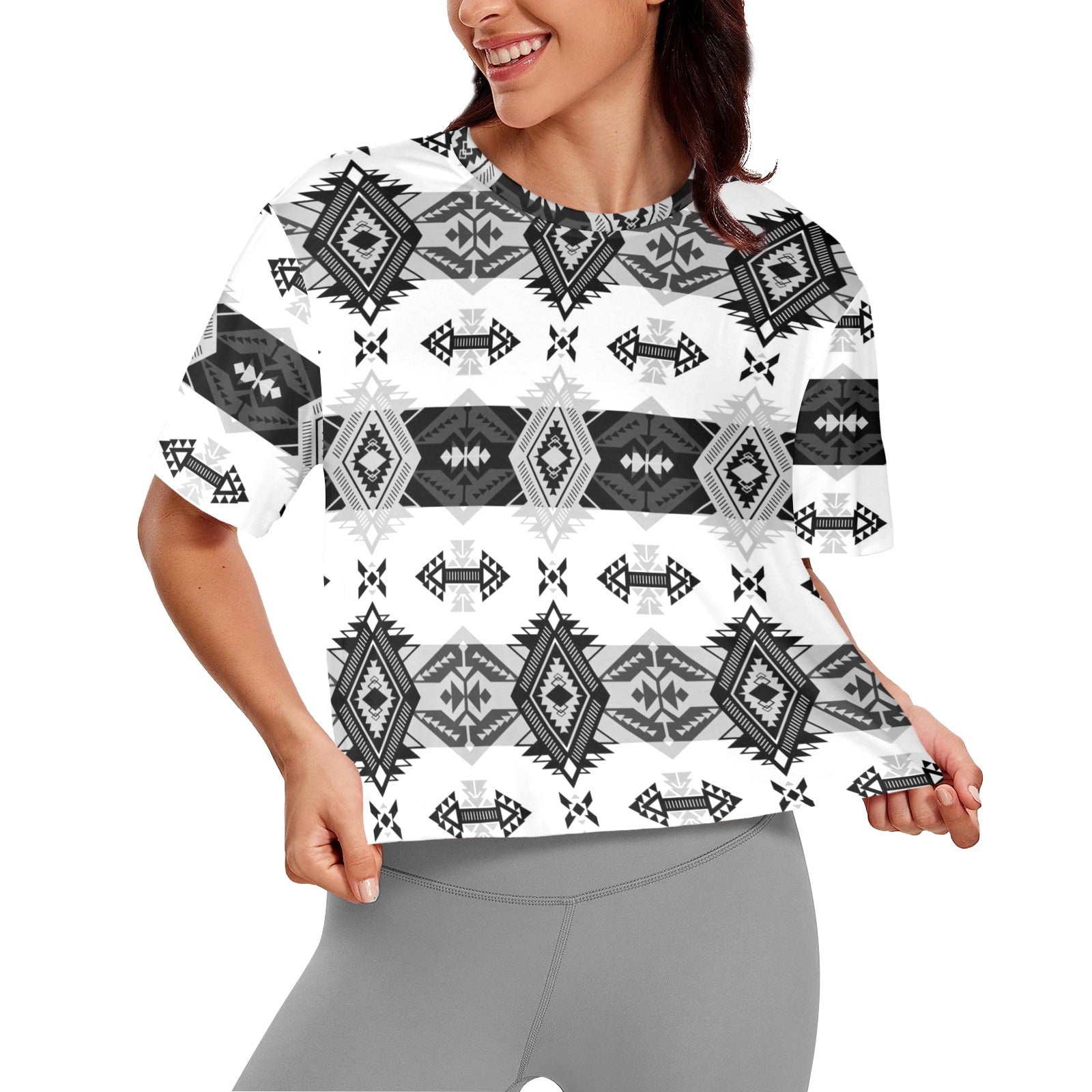 Sovereign Nation Black and White Women's Cropped T-shirt