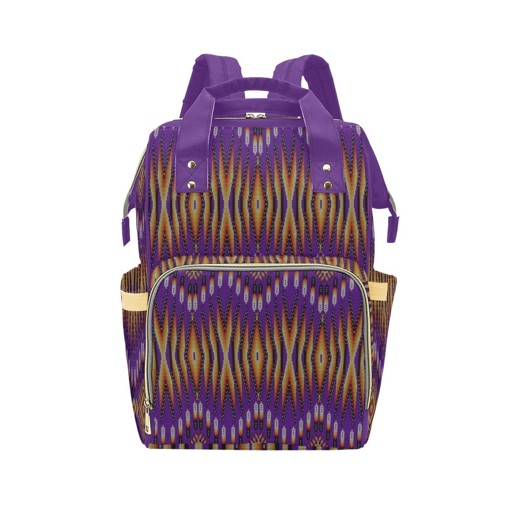 Fire Feather Purple Multi-Function Diaper Backpack/Diaper Bag