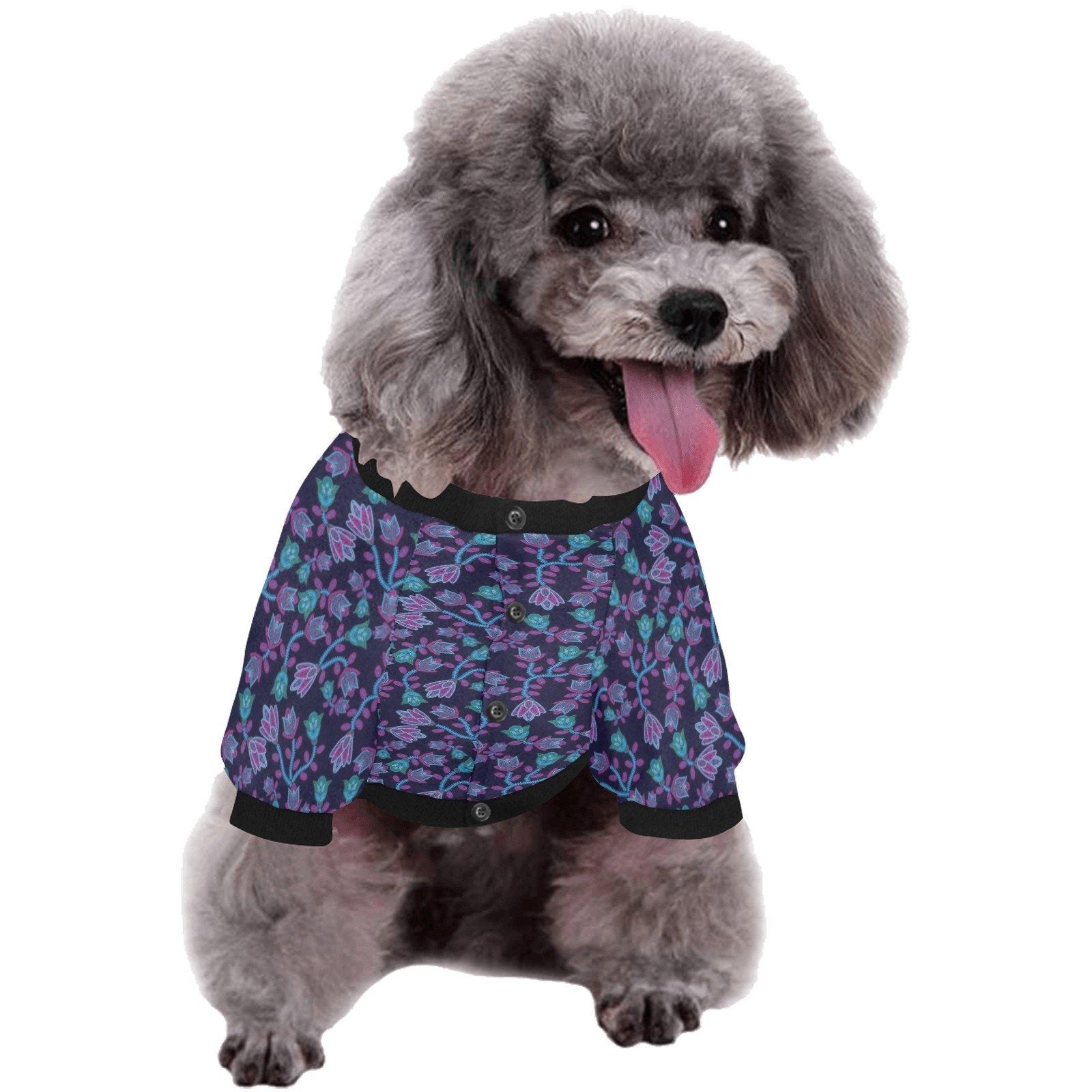 Beaded Blue Nouveau Pet Dog Round Neck Shirt Pet Dog Round Neck Shirt e-joyer 