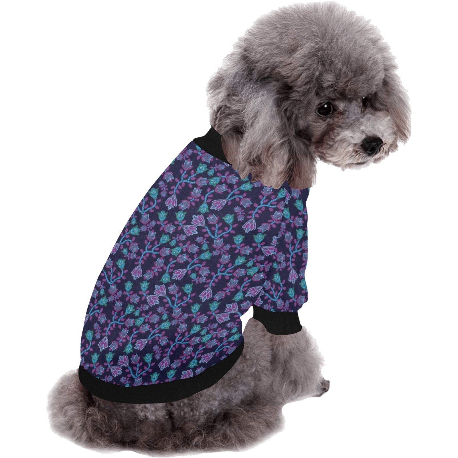 Beaded Blue Nouveau Pet Dog Round Neck Shirt Pet Dog Round Neck Shirt e-joyer 