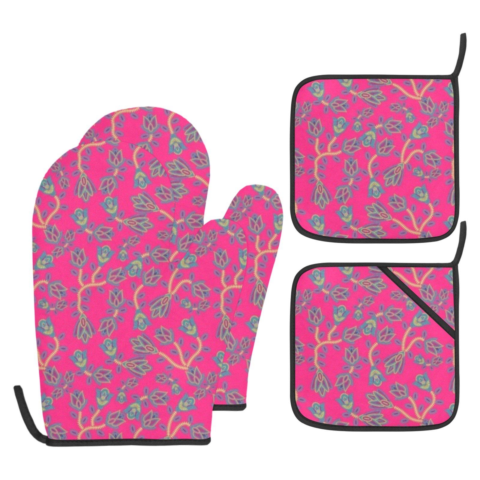 Pink and Green Oven Mitt/Pot Holder Set – Heritage House Gallery
