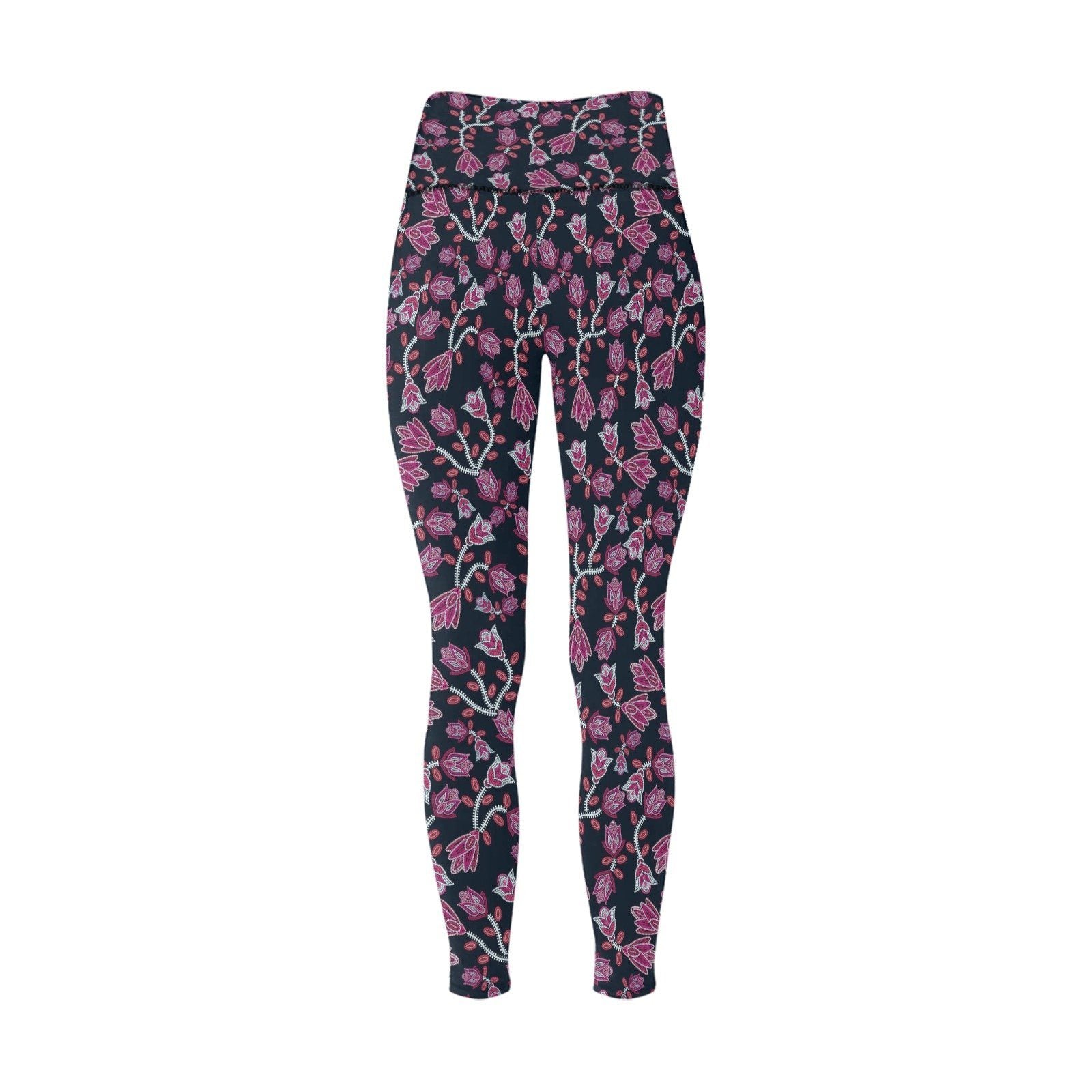Beaded Pink All Over Print High-Waisted Leggings (Model L36) High-Waisted Leggings (L36) e-joyer 