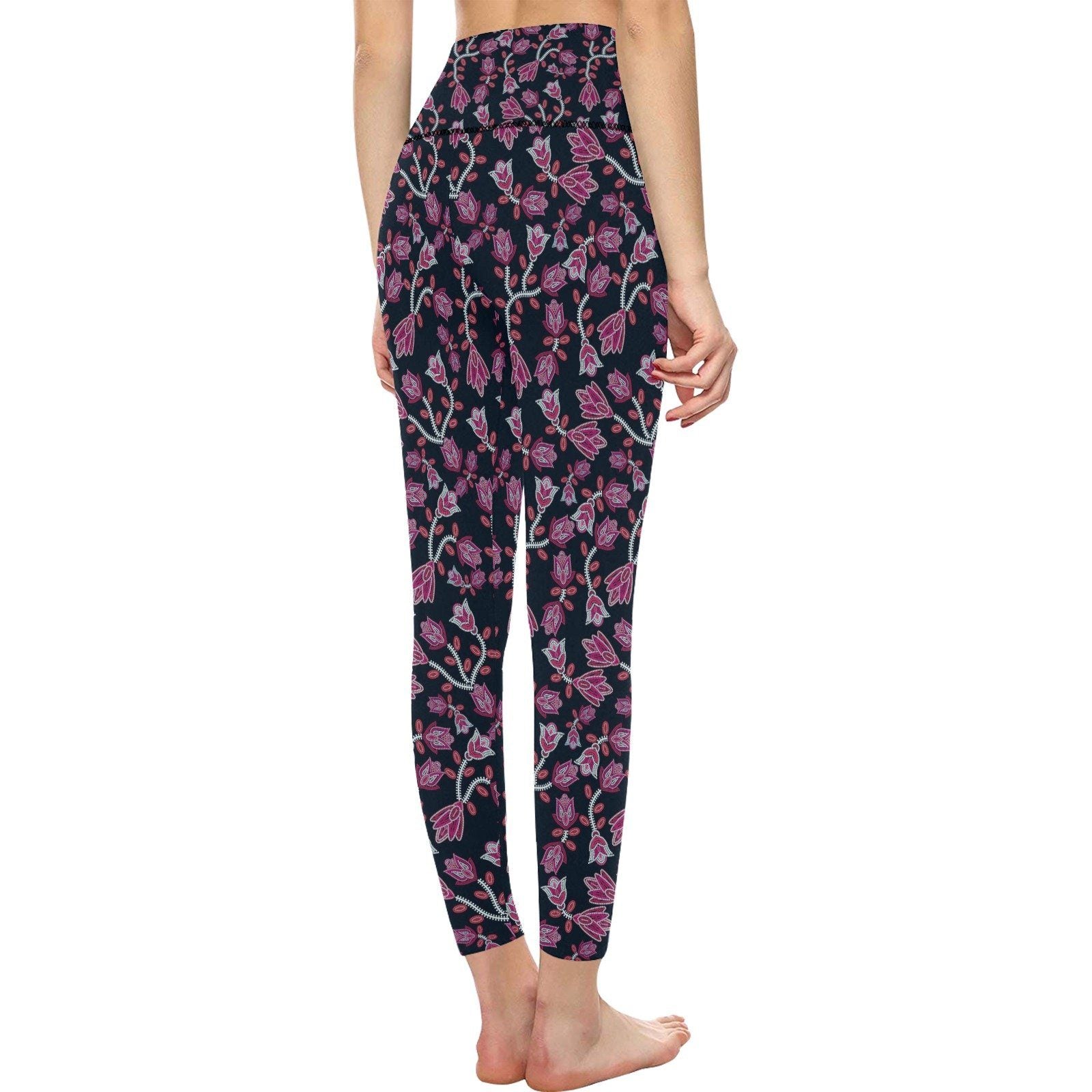 Beaded Pink All Over Print High-Waisted Leggings (Model L36) High-Waisted Leggings (L36) e-joyer 