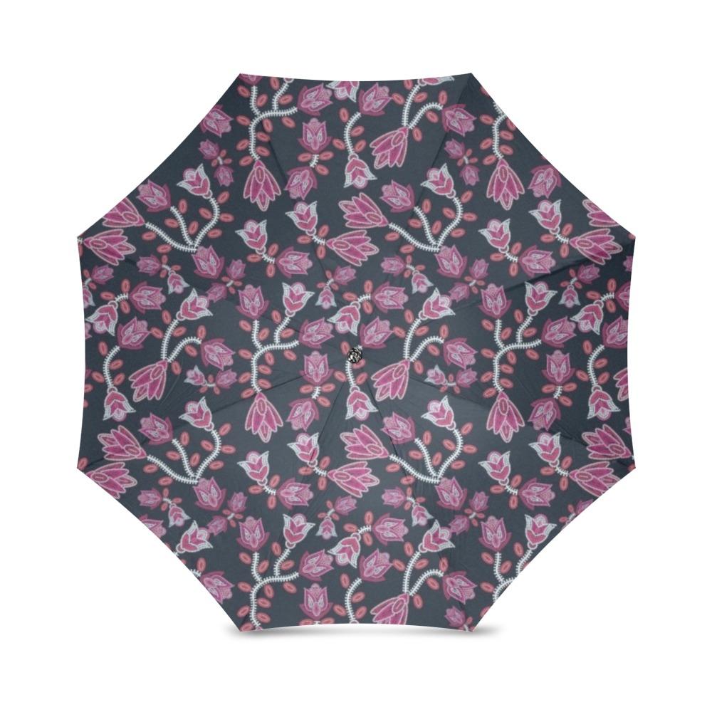 Beaded Pink Foldable Umbrella (Model U01) Foldable Umbrella e-joyer 