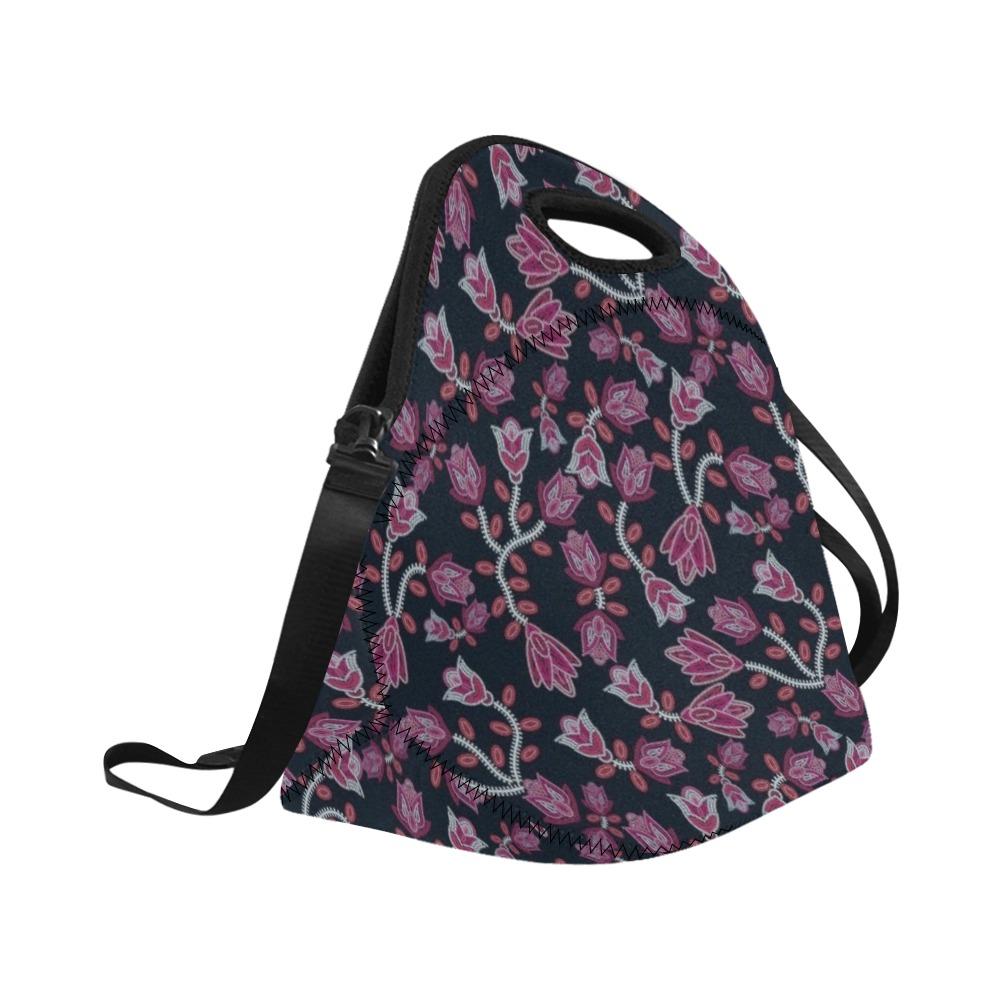 Beaded Pink Neoprene Lunch Bag/Large (Model 1669) bag e-joyer 