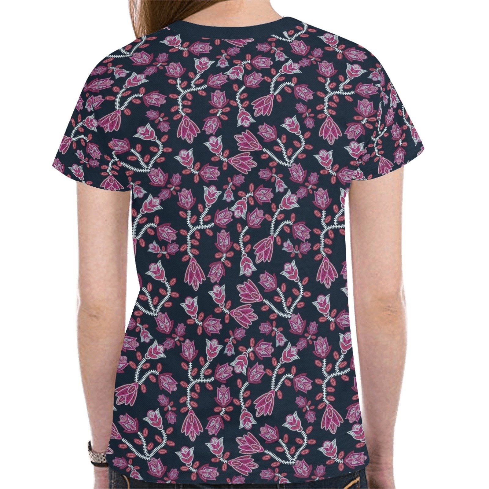 Beaded Pink New All Over Print T-shirt for Women (Model T45) tshirt e-joyer 