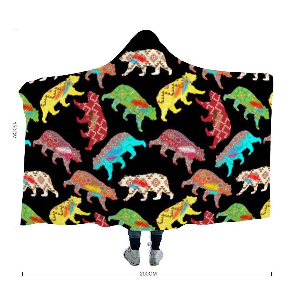 Bear Powwow Hooded Blanket 49 Dzine 