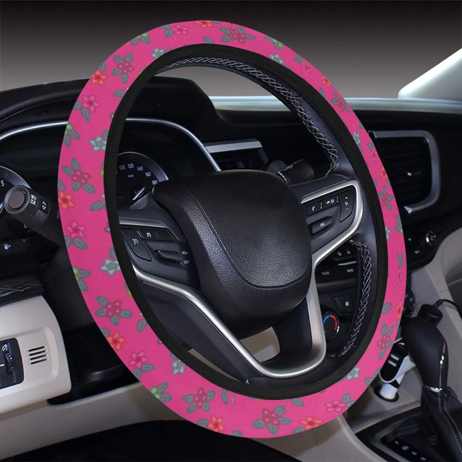 Berry Flower Steering Wheel Cover with Elastic Edge Steering Wheel Cover with Elastic Edge e-joyer 