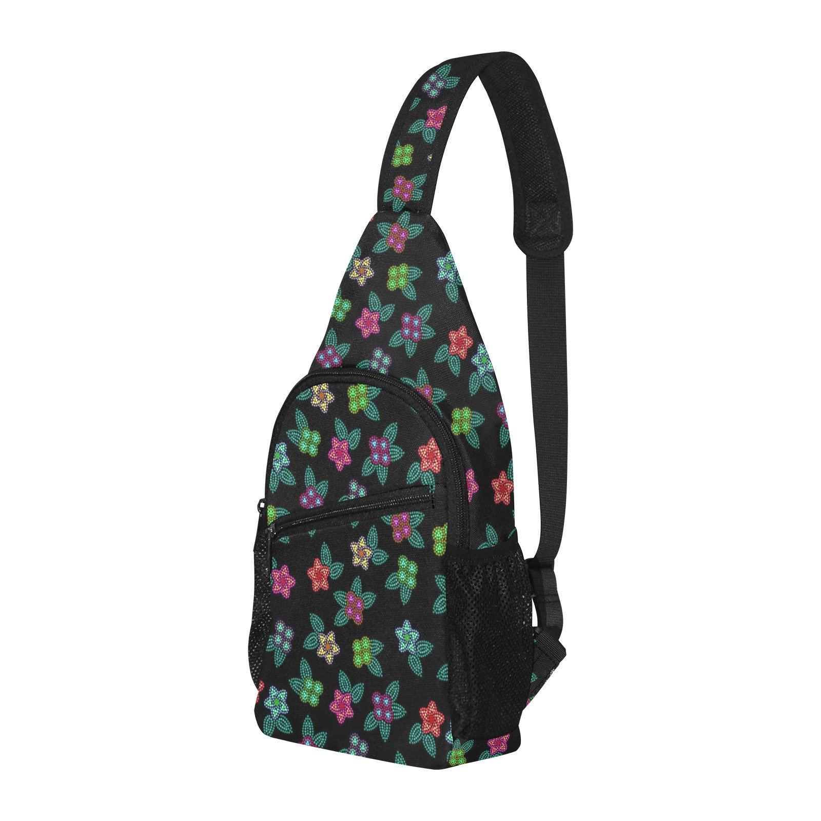 Berry Flowers Black All Over Print Chest Bag (Model 1719) All Over Print Chest Bag (1719) e-joyer 