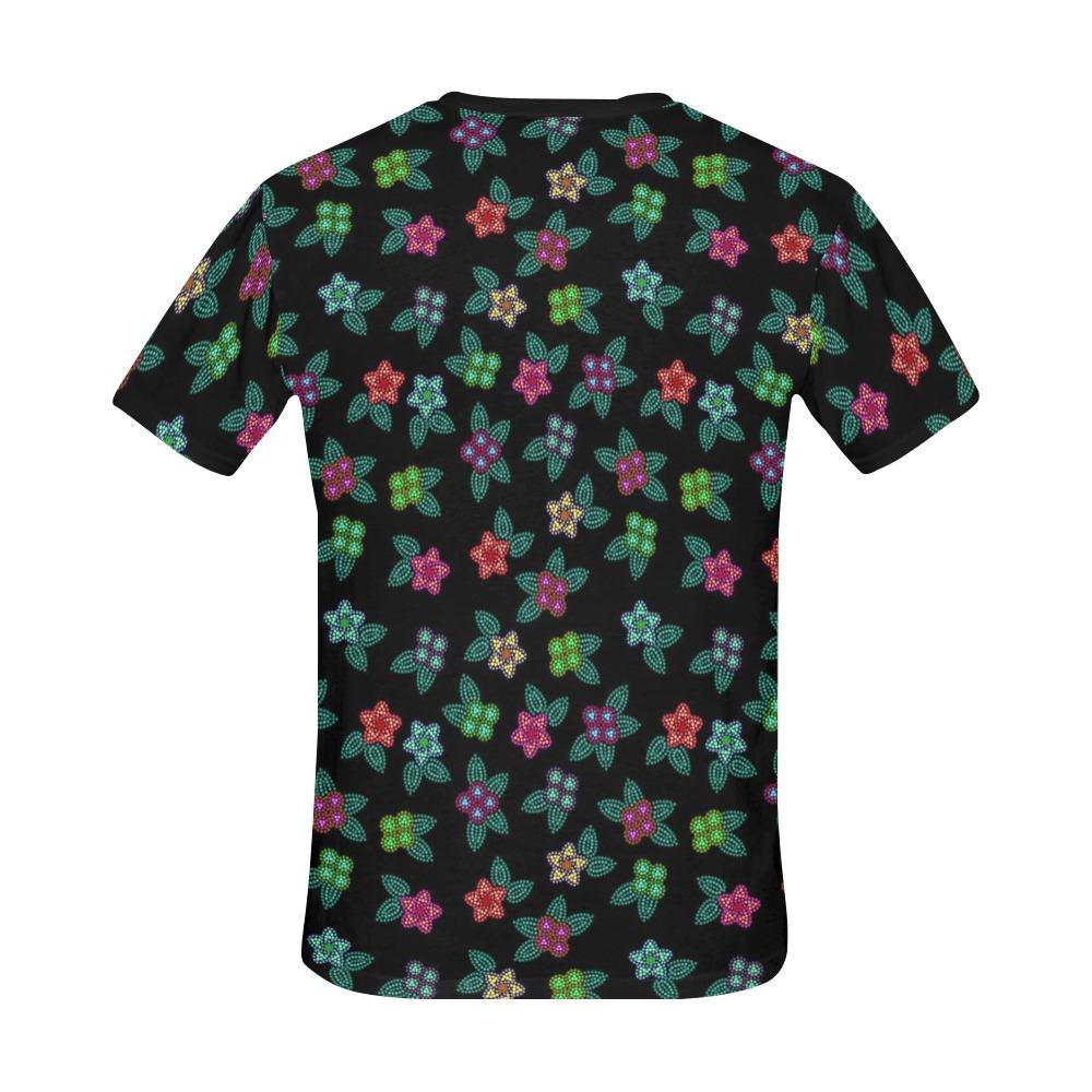 Berry Flowers Black All Over Print T-Shirt for Men (USA Size) (Model T40) All Over Print T-Shirt for Men (T40) e-joyer 