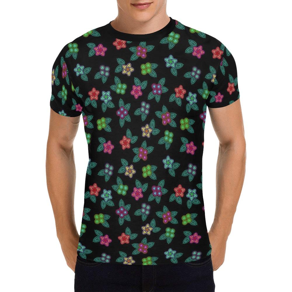 Berry Flowers Black All Over Print T-Shirt for Men (USA Size) (Model T40) All Over Print T-Shirt for Men (T40) e-joyer 