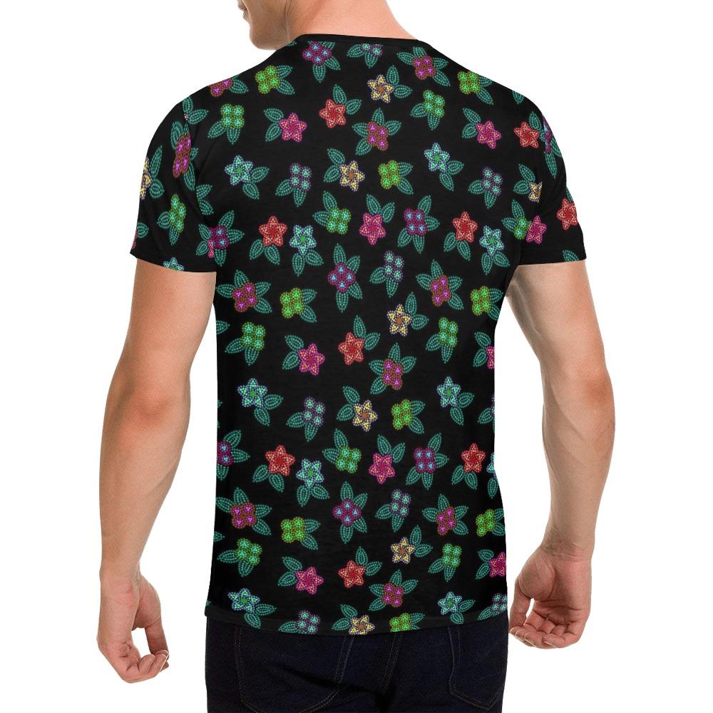 Berry Flowers Black All Over Print T-Shirt for Men (USA Size) (Model T40) All Over Print T-Shirt for Men (T40) e-joyer 