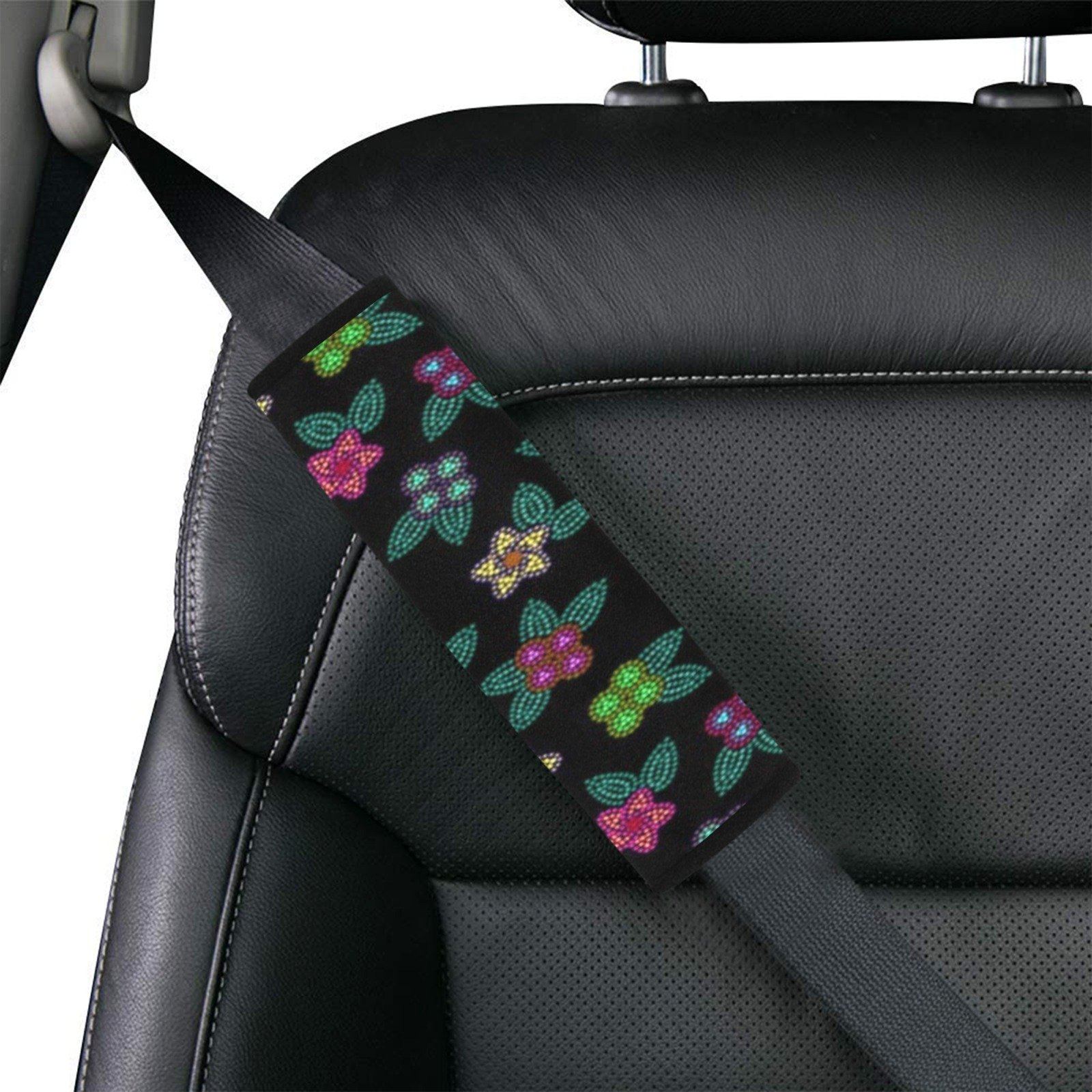 Berry Flowers Black Car Seat Belt Cover 7''x12.6'' (Pack of 2) Car Seat Belt Cover 7x12.6 (Pack of 2) e-joyer 