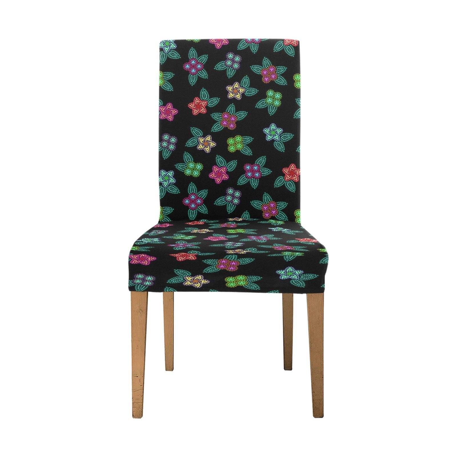 Berry Flowers Black Chair Cover (Pack of 4) Chair Cover (Pack of 4) e-joyer 