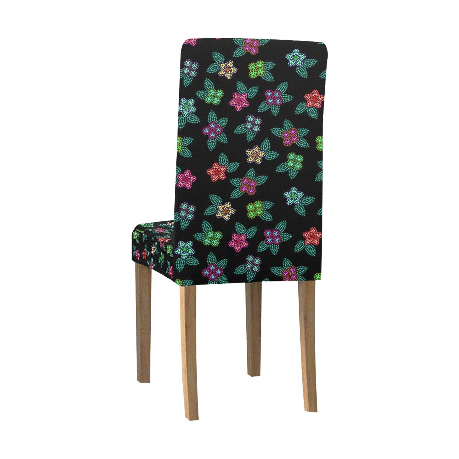 Berry Flowers Black Chair Cover (Pack of 6) Chair Cover (Pack of 6) e-joyer 