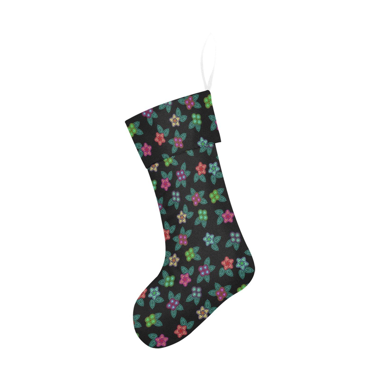 Berry Flowers Black Christmas Stocking holiday stocking e-joyer 