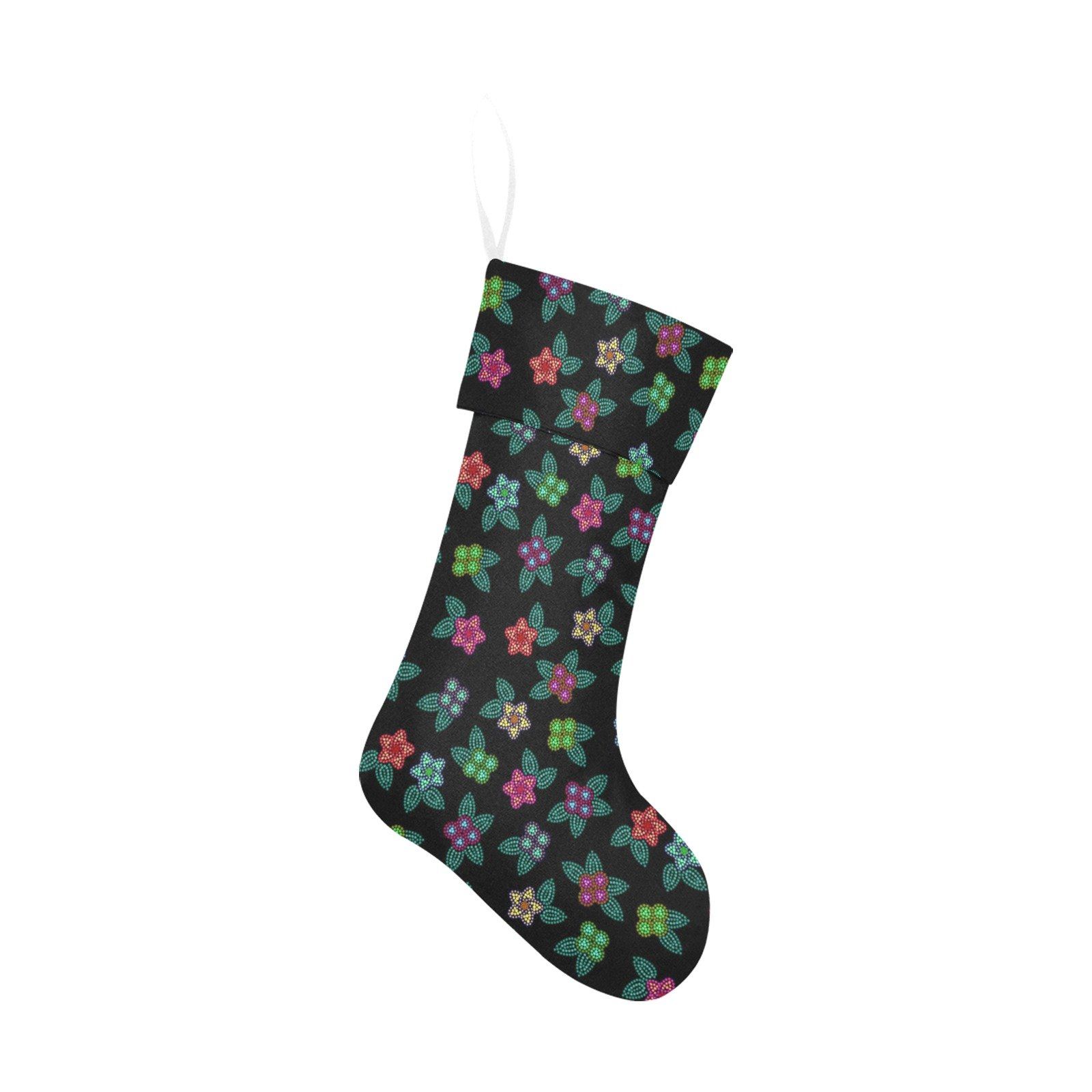 Berry Flowers Black Christmas Stocking holiday stocking e-joyer 