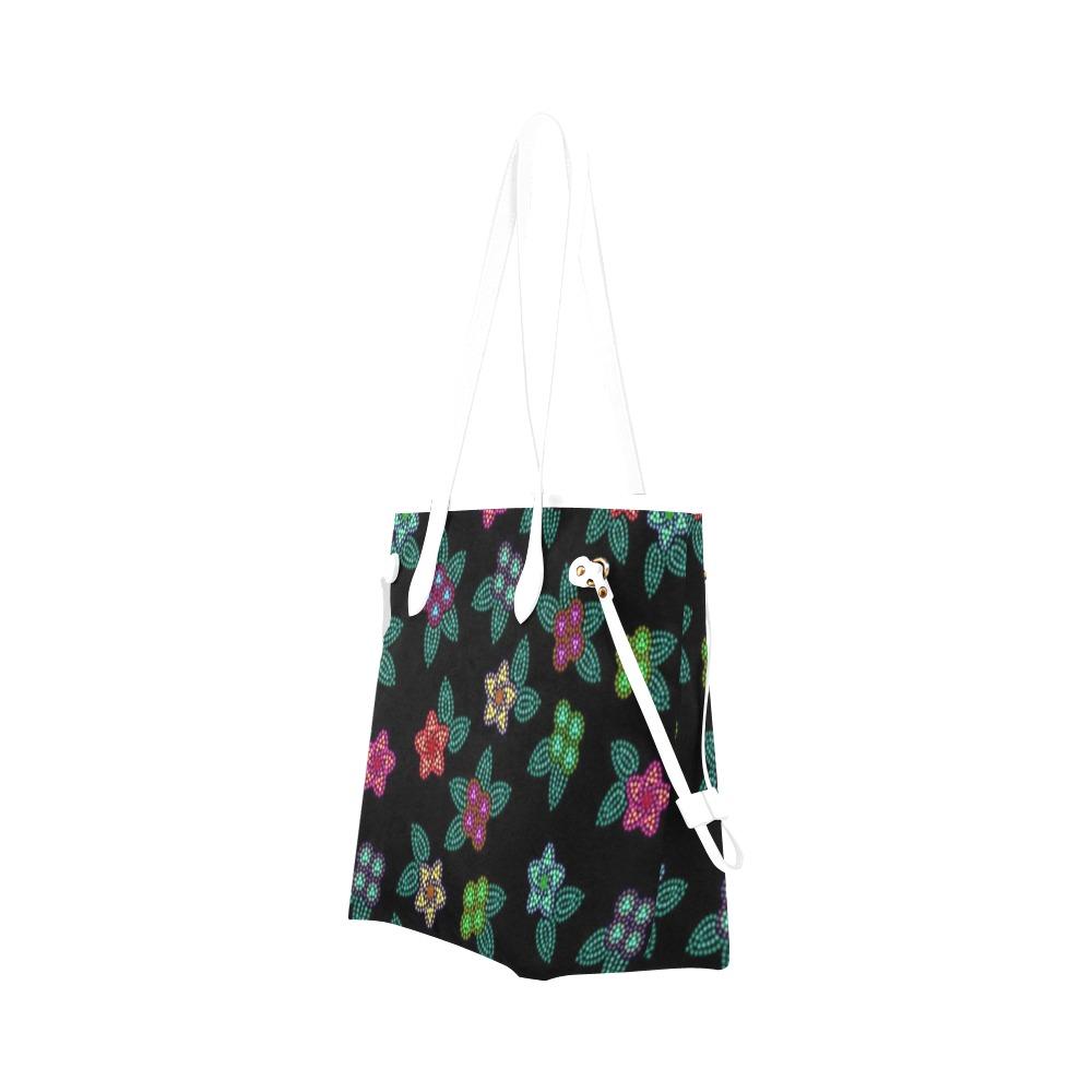 Berry Flowers Black Clover Canvas Tote Bag (Model 1661) Clover Canvas Tote Bag (1661) e-joyer 