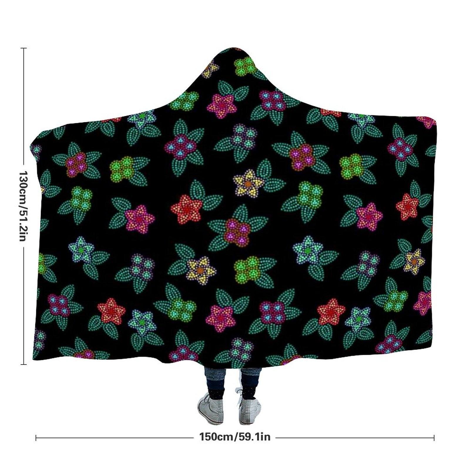 Berry Flowers Black Hooded Blanket 49 Dzine 