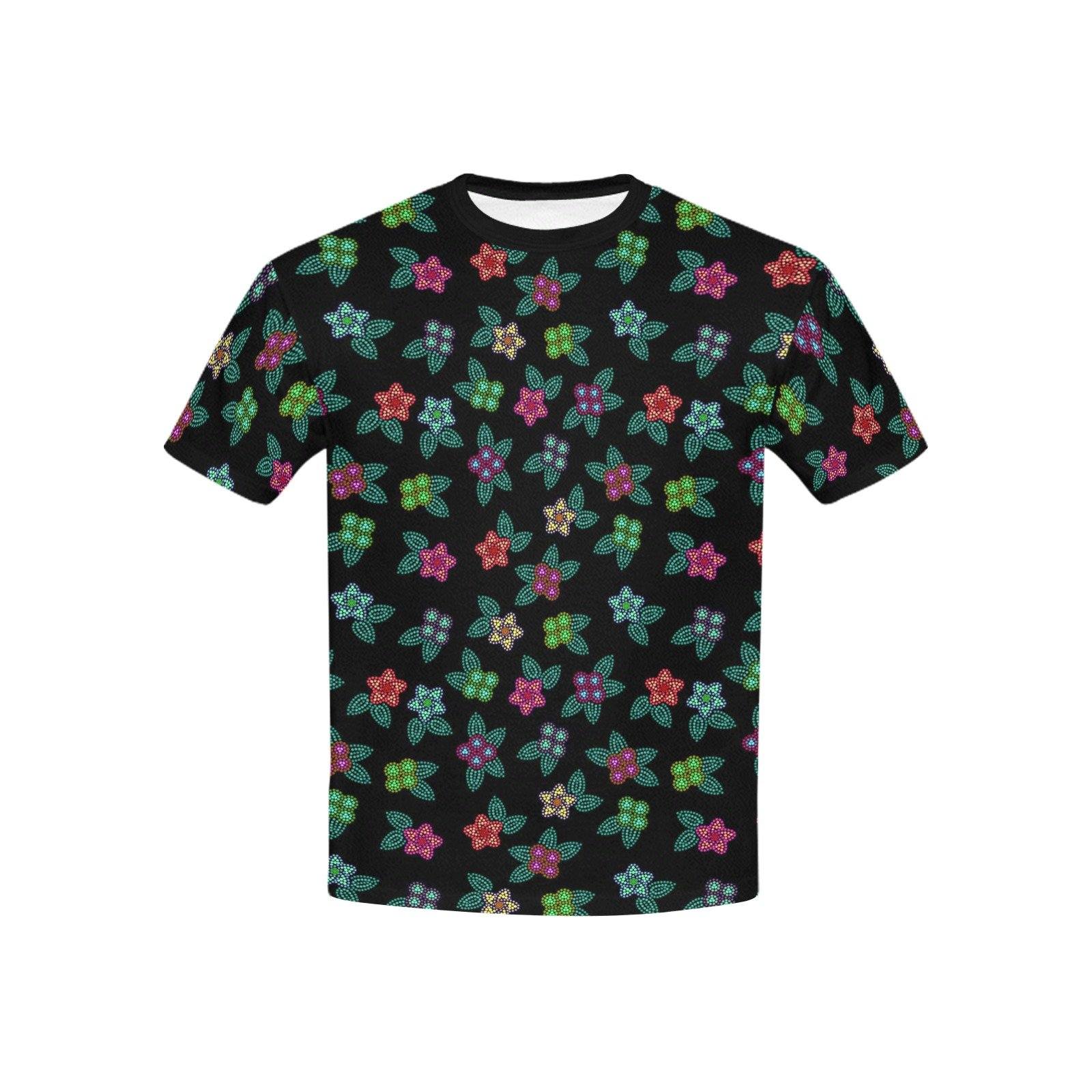 Berry Flowers Black Kids' All Over Print T-shirt (USA Size) (Model T40) All Over Print T-shirt for Kid (T40) e-joyer 
