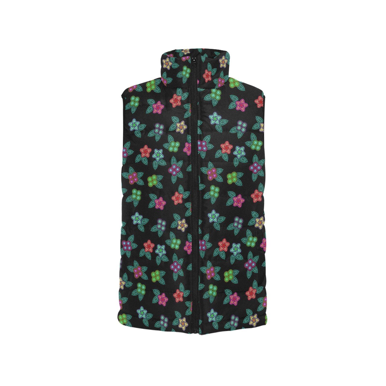 Berry Flowers Black Men's Padded Vest Jacket (Model H44) Men's Padded Vest Jacket (H44) e-joyer 