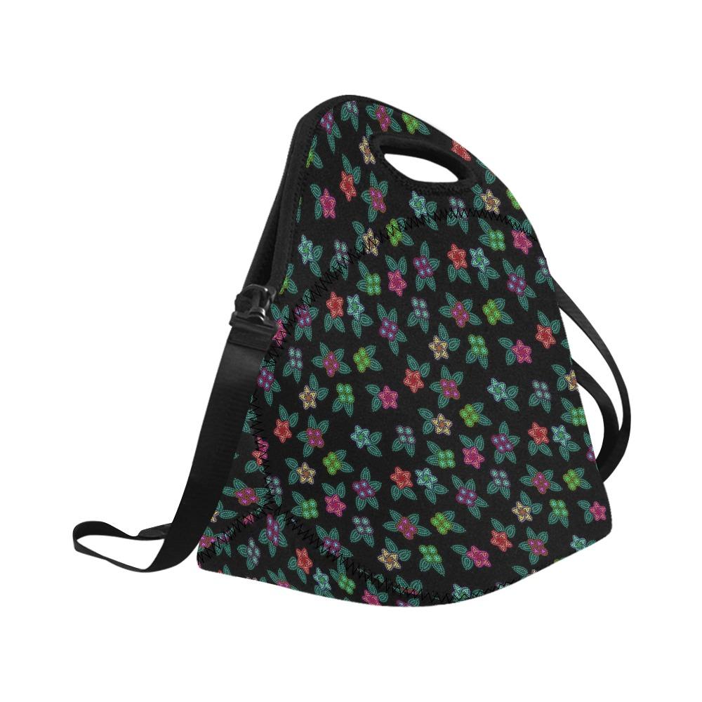 Berry Flowers Black Neoprene Lunch Bag/Large (Model 1669) bag e-joyer 