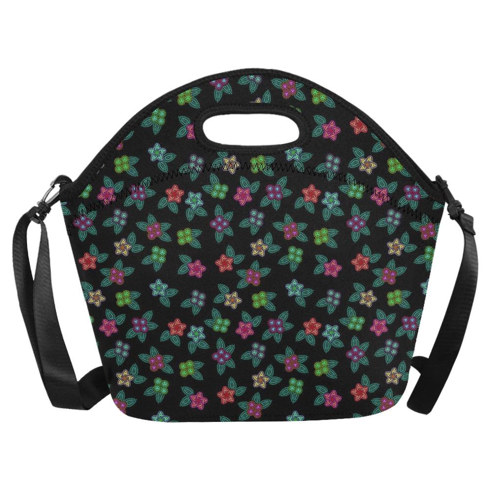 Berry Flowers Black Neoprene Lunch Bag/Large (Model 1669) bag e-joyer 