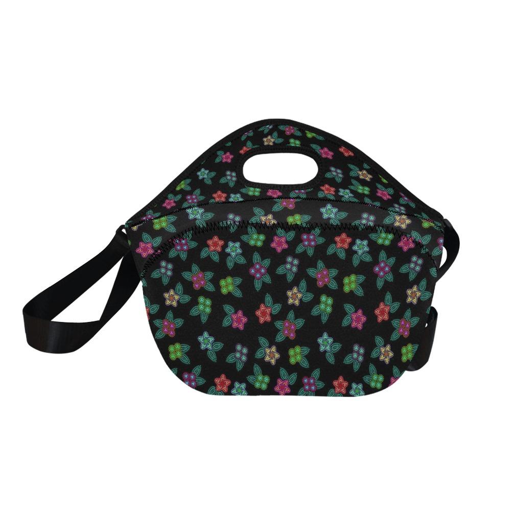 Berry Flowers Black Neoprene Lunch Bag/Large (Model 1669) bag e-joyer 