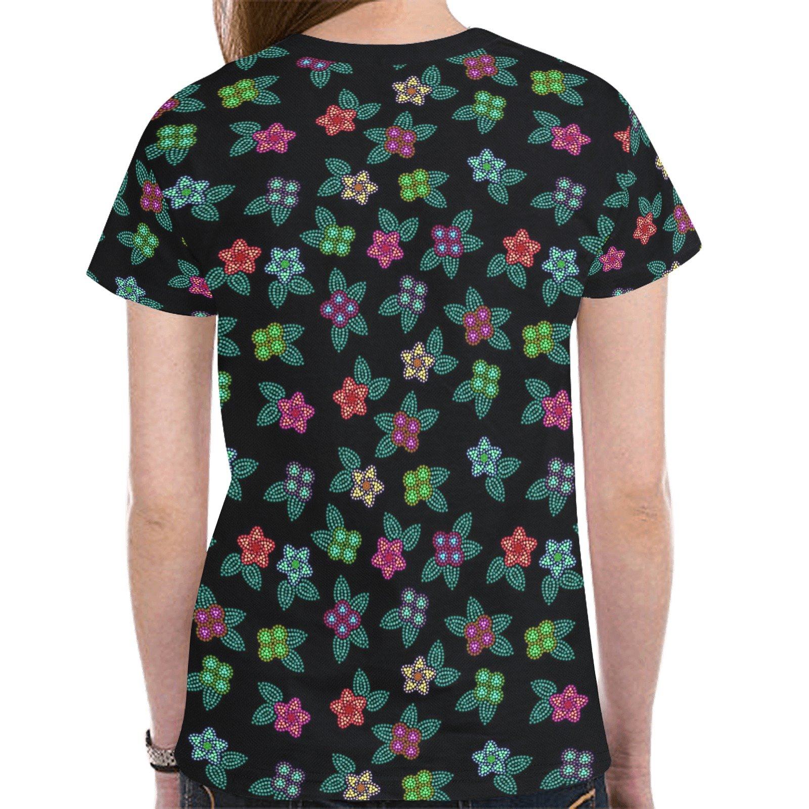 Berry Flowers Black New All Over Print T-shirt for Women (Model T45) tshirt e-joyer 