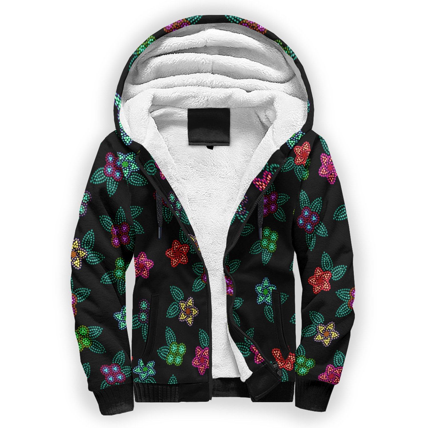 Berry Flowers Black Sherpa Hoodie hoodie Herman 