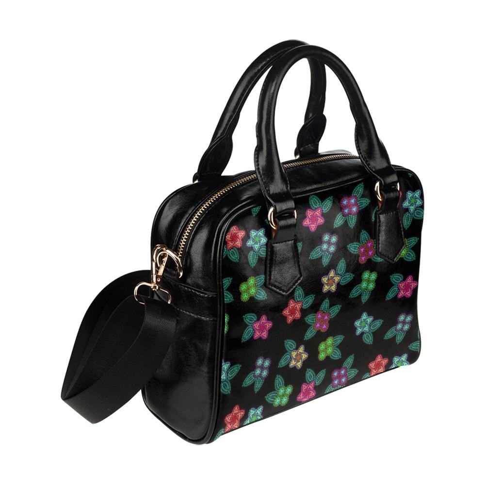 Berry Flowers Black Shoulder Handbag (Model 1634) Shoulder Handbags (1634) e-joyer 