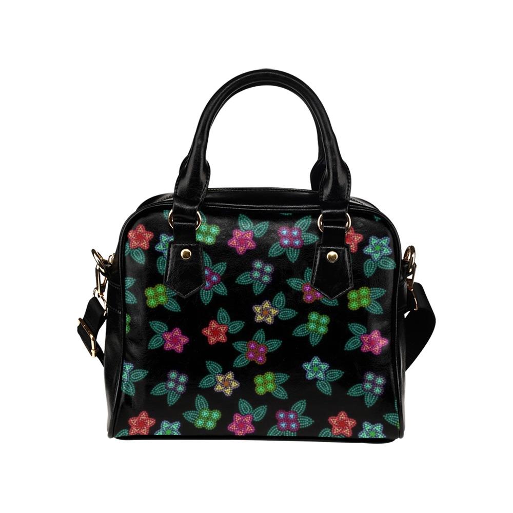 Berry Flowers Black Shoulder Handbag (Model 1634) Shoulder Handbags (1634) e-joyer 