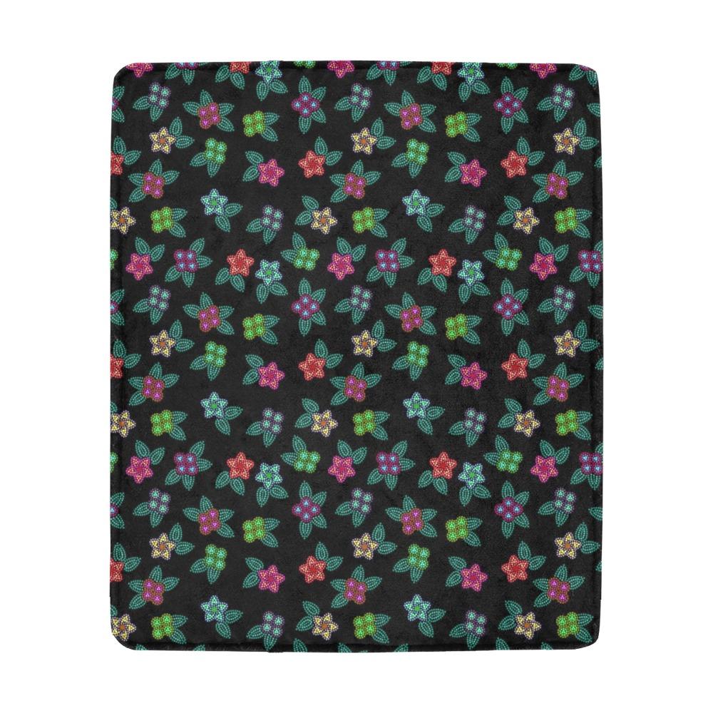 Berry Flowers Black Ultra-Soft Micro Fleece Blanket 50"x60" Ultra-Soft Blanket 50''x60'' e-joyer 