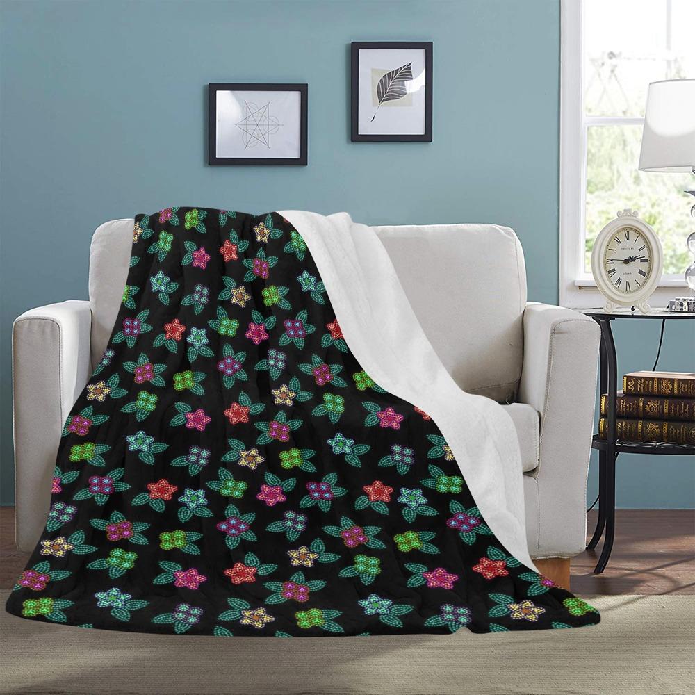 Berry Flowers Black Ultra-Soft Micro Fleece Blanket 60"x80" Ultra-Soft Blanket 60''x80'' e-joyer 