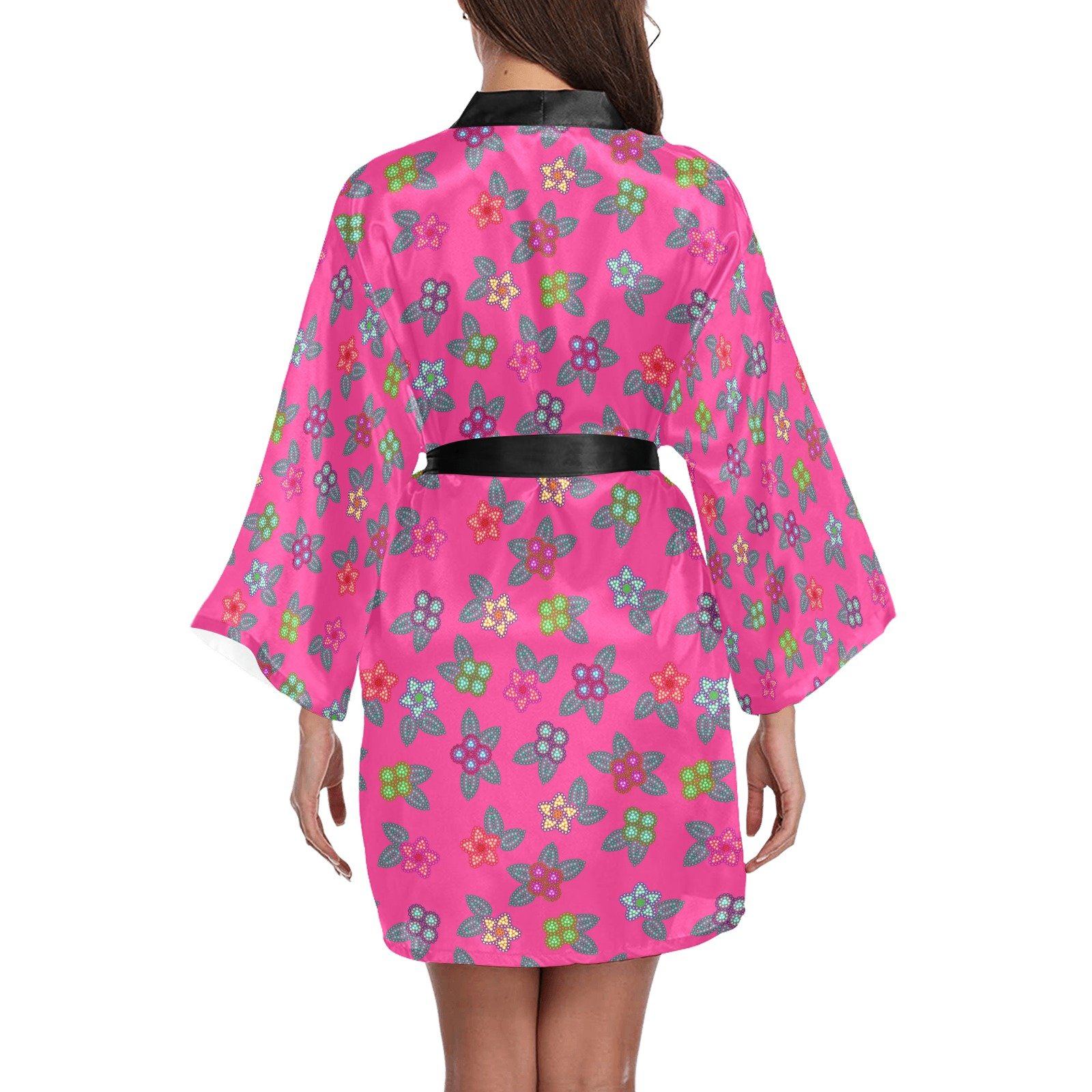 Berry Flowers Long Sleeve Kimono Robe Long Sleeve Kimono Robe e-joyer 