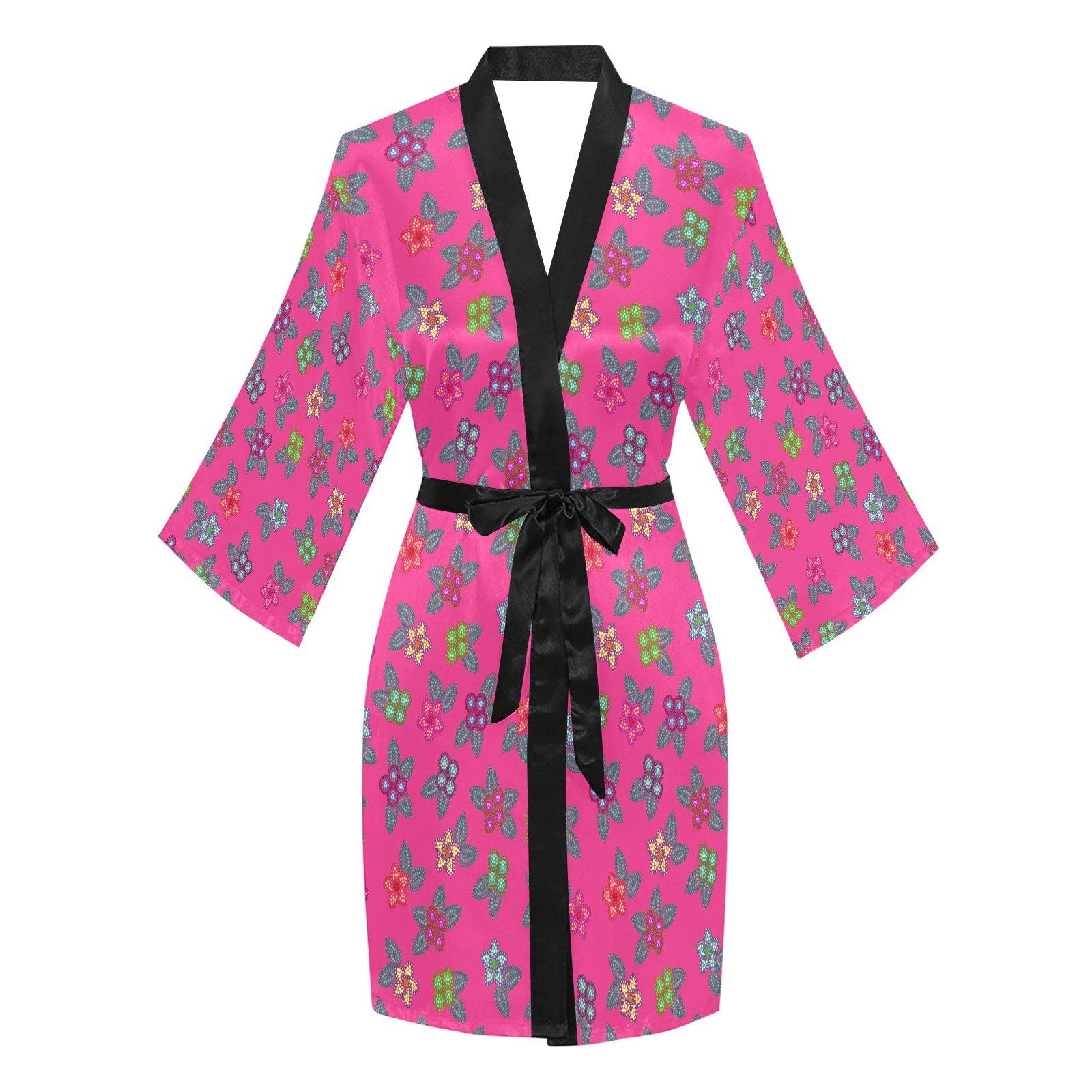 Berry Flowers Long Sleeve Kimono Robe Long Sleeve Kimono Robe e-joyer 