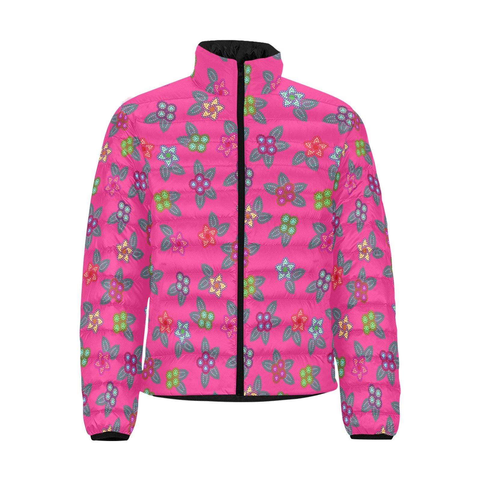 Berry Flowers Men's Stand Collar Padded Jacket (Model H41) Men's Stand Collar Padded Jacket (H41) e-joyer 