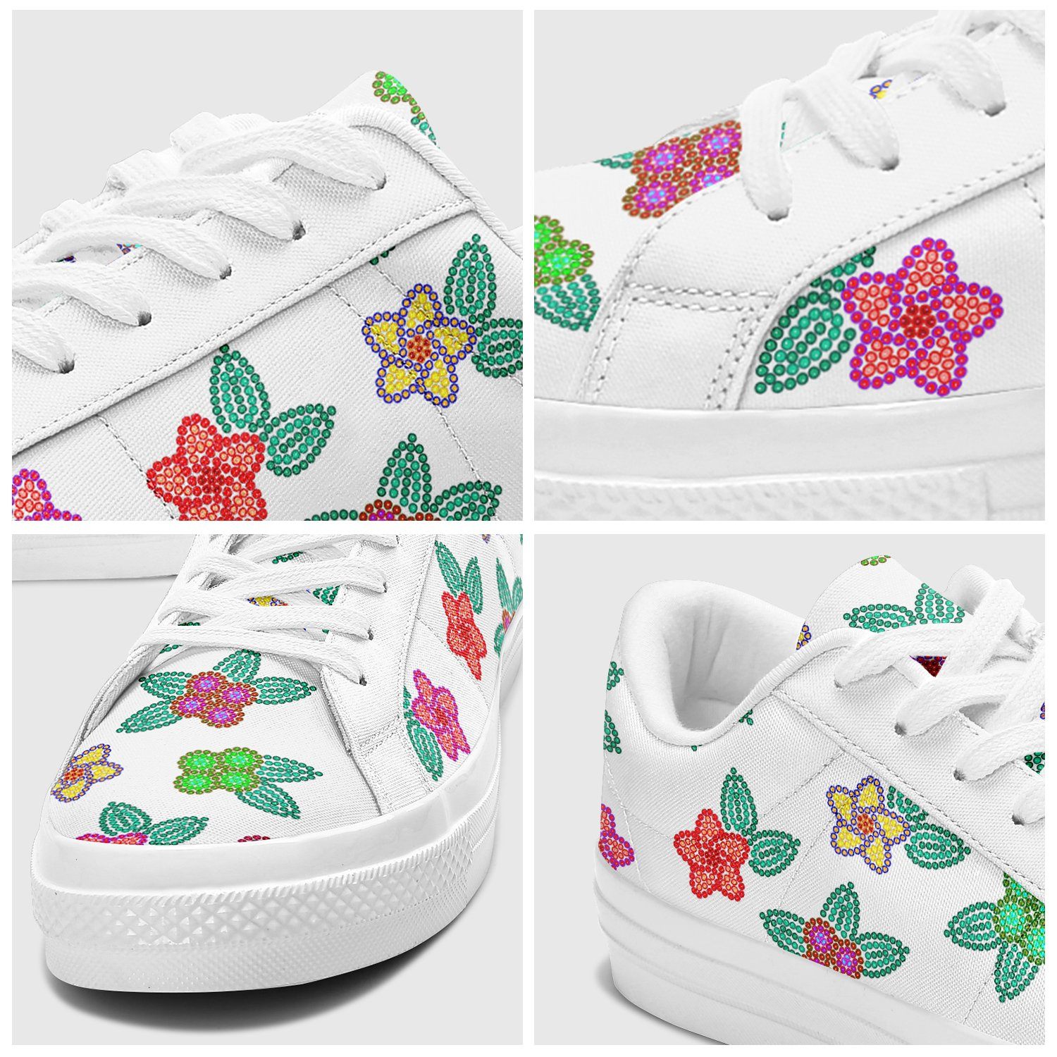 Berry Flowers White Aapisi Low Top Canvas Shoes White Sole aapisi Herman 