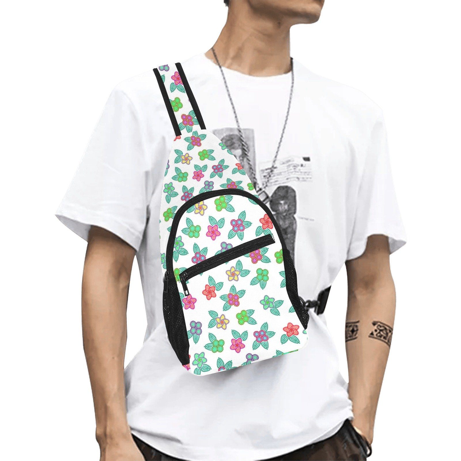 Berry Flowers White All Over Print Chest Bag (Model 1719) All Over Print Chest Bag (1719) e-joyer 