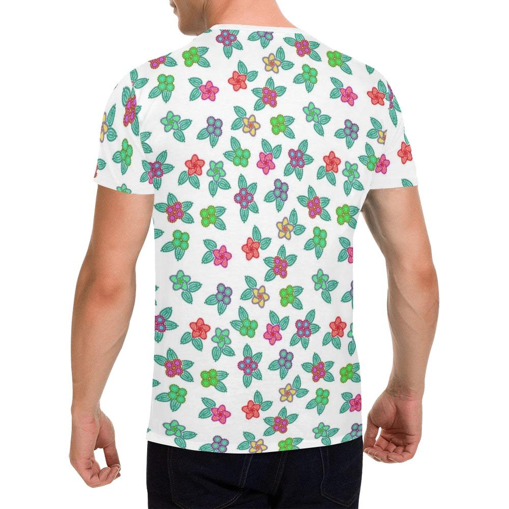 Berry Flowers White All Over Print T-Shirt for Men (USA Size) (Model T40) All Over Print T-Shirt for Men (T40) e-joyer 