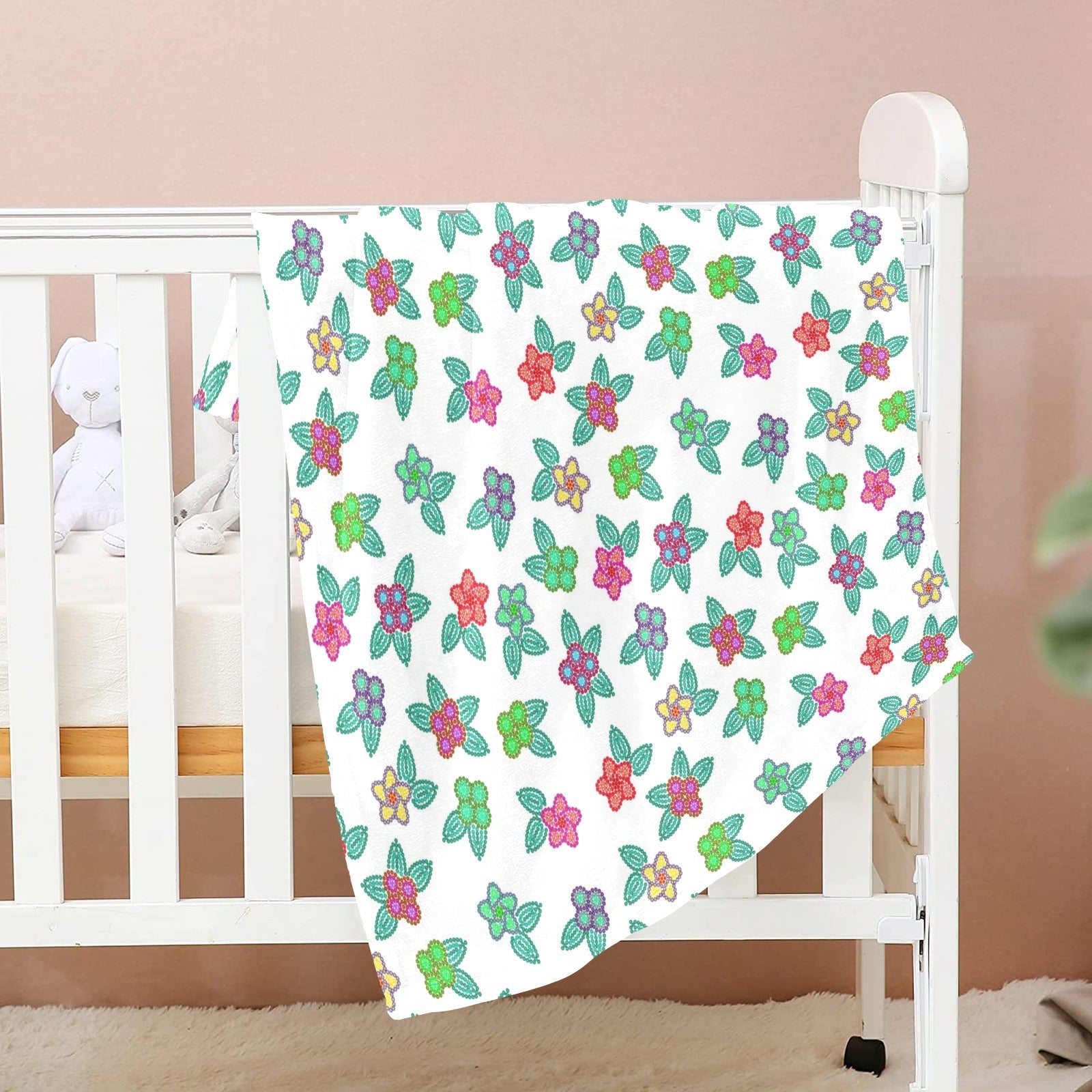 Berry Flowers White Baby Blanket 40"x50" Baby Blanket 40"x50" e-joyer 