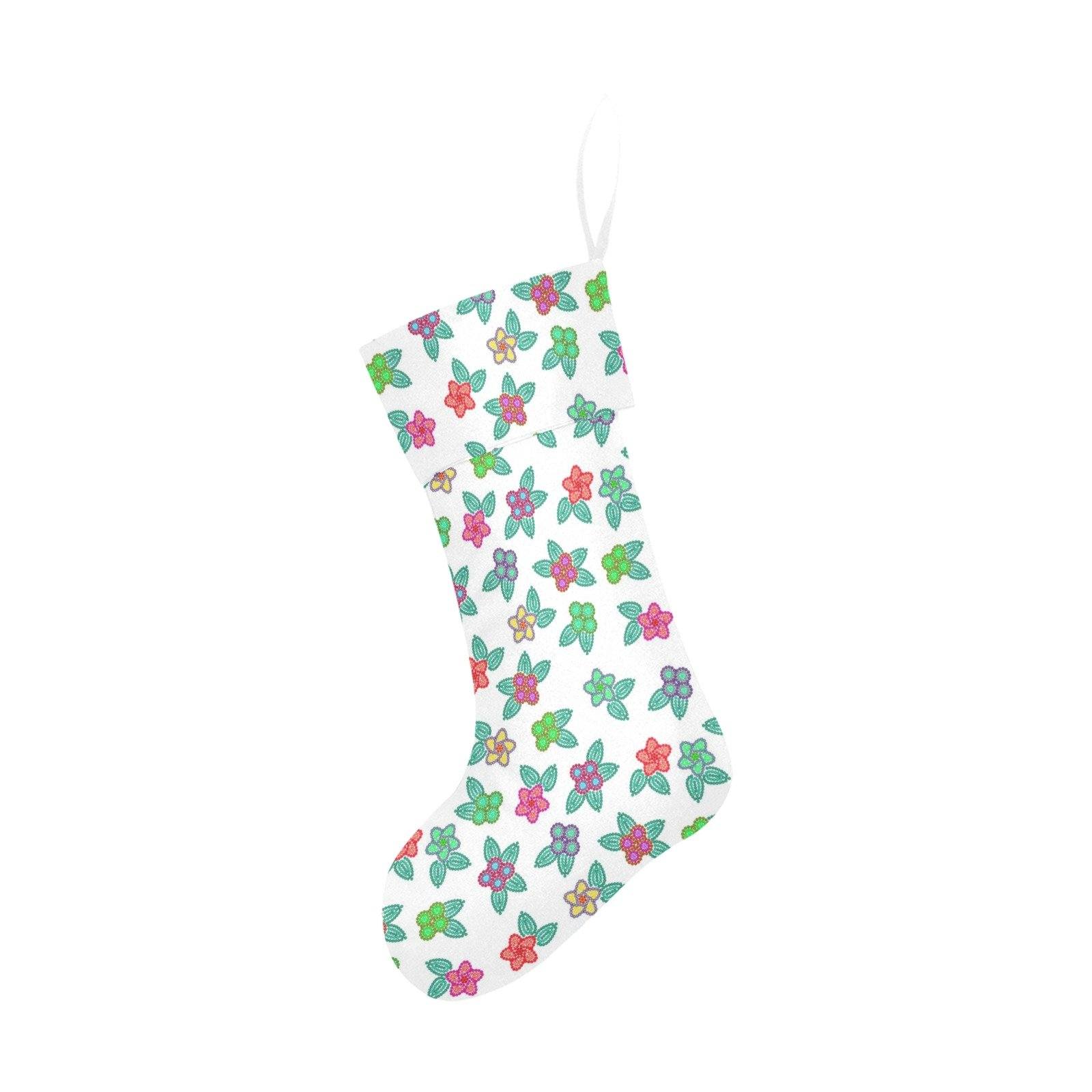 Berry Flowers White Christmas Stocking holiday stocking e-joyer 