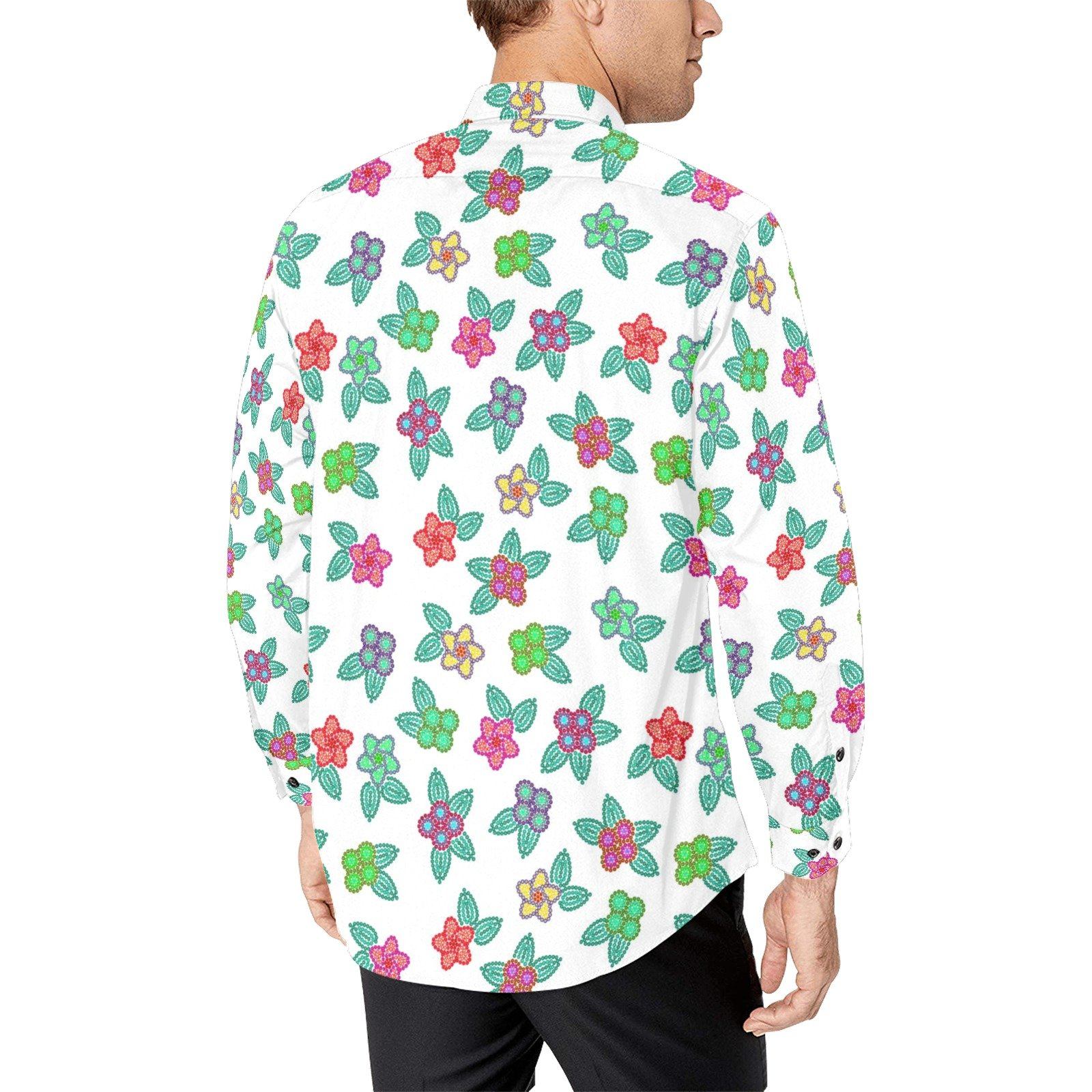 Berry Flowers White Men's All Over Print Casual Dress Shirt (Model T61) Men's Dress Shirt (T61) e-joyer 