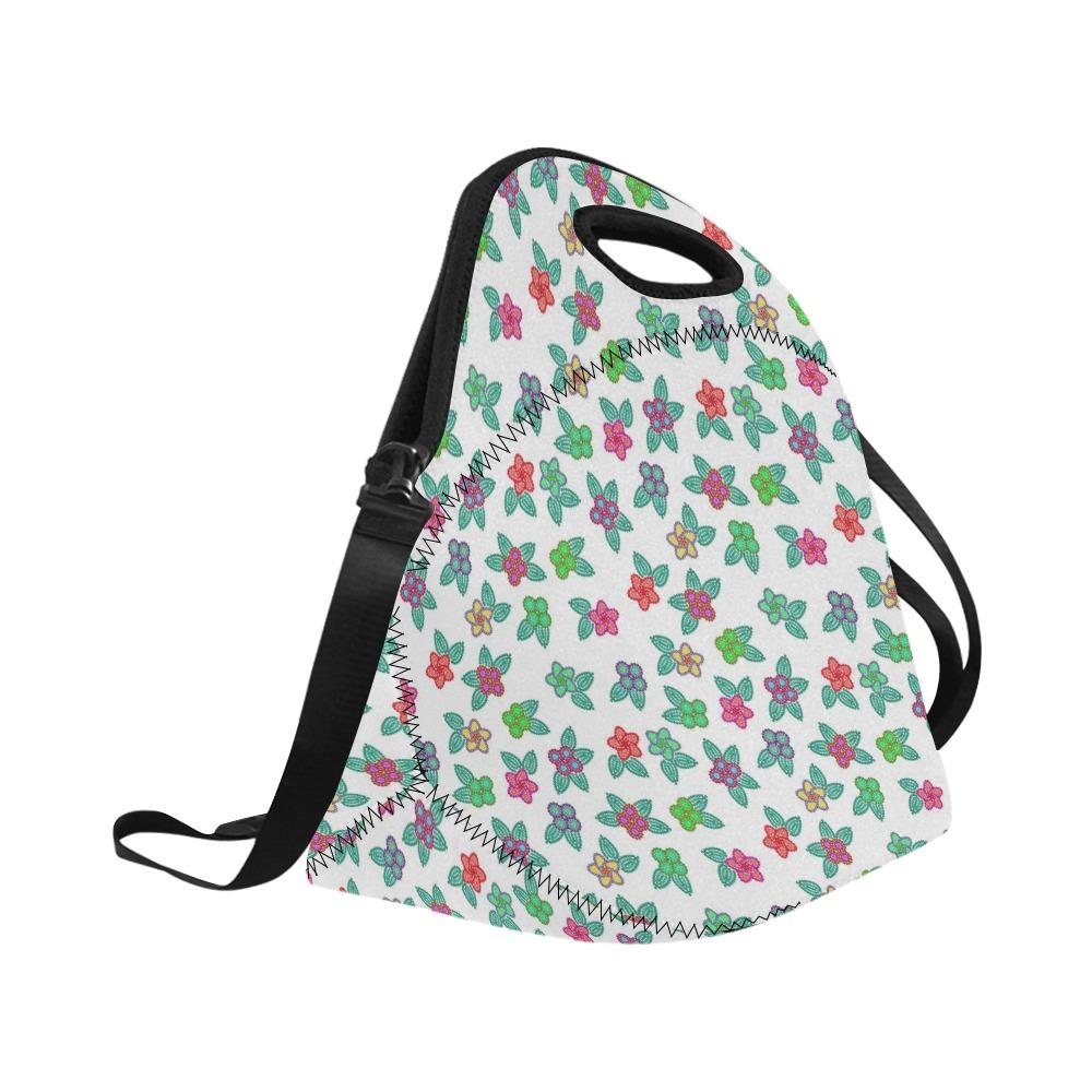 Berry Flowers White Neoprene Lunch Bag/Large (Model 1669) bag e-joyer 