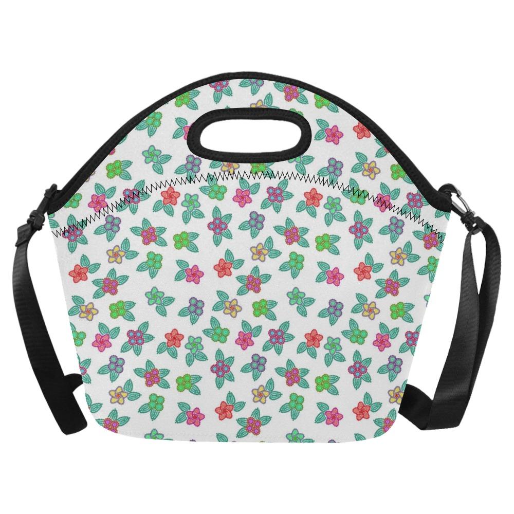 Berry Flowers White Neoprene Lunch Bag/Large (Model 1669) bag e-joyer 