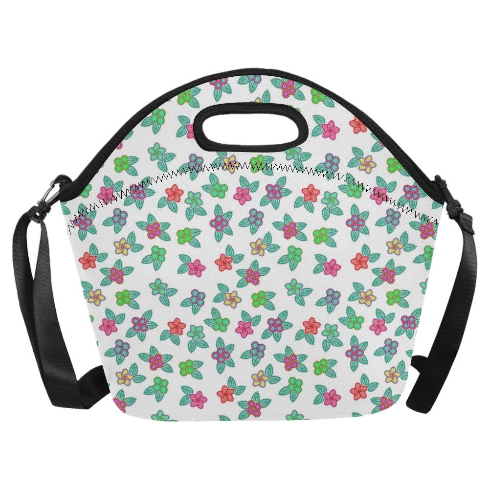 Berry Flowers White Neoprene Lunch Bag/Large (Model 1669) bag e-joyer 