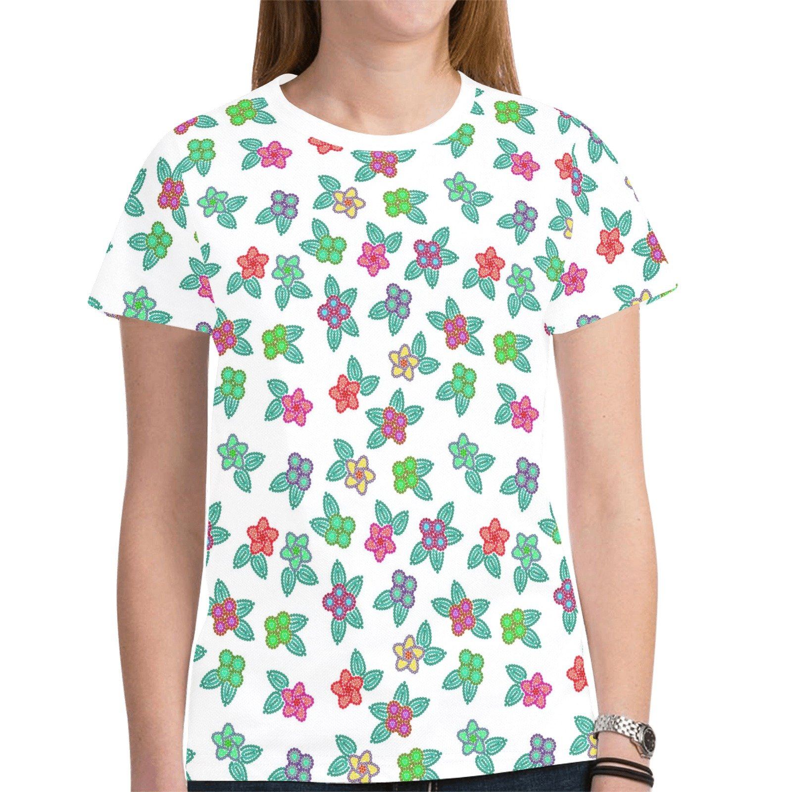 Berry Flowers White New All Over Print T-shirt for Women (Model T45) tshirt e-joyer 
