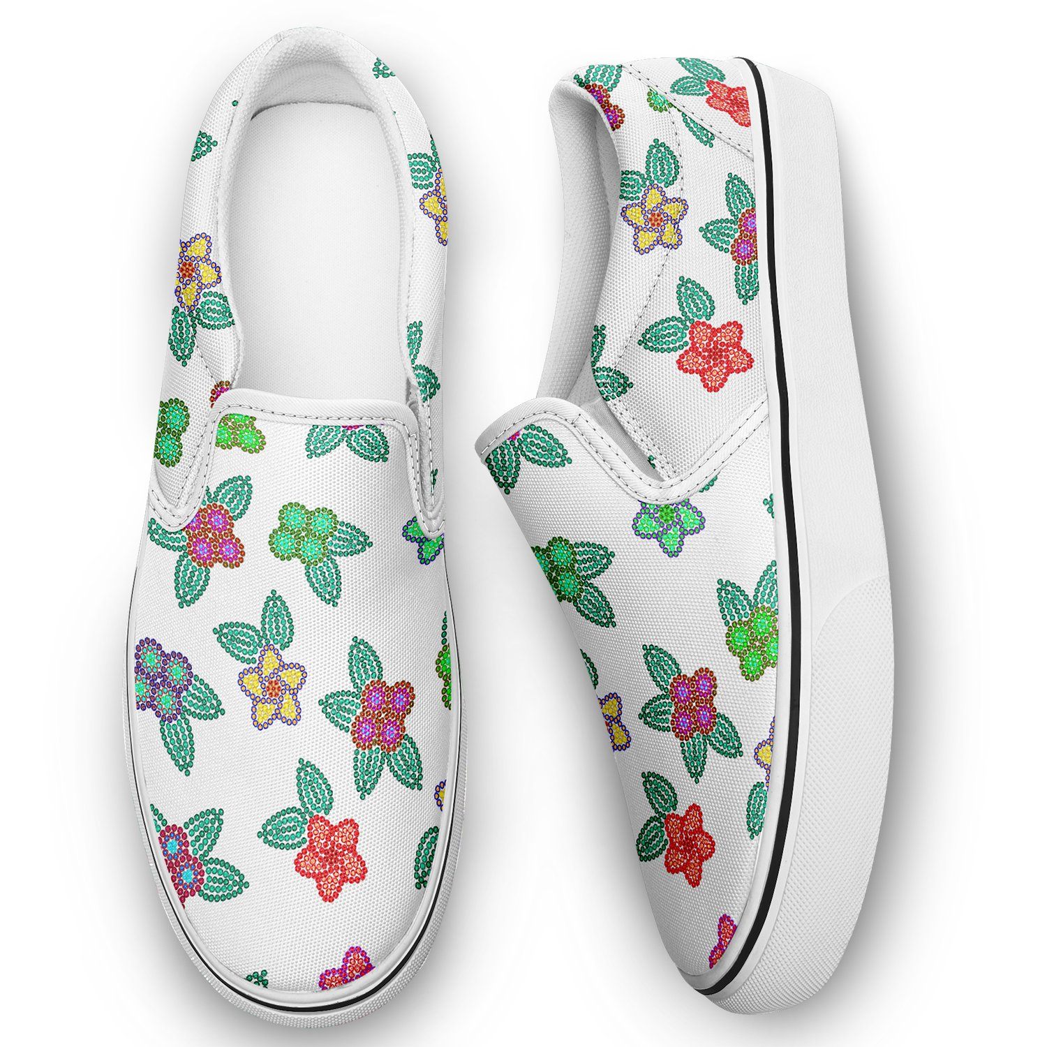 Berry Flowers White Otoyimm Canvas Slip On Shoes otoyimm Herman 